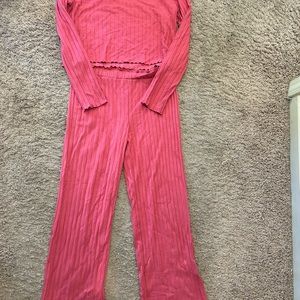 Girls 2 piece set pants outfit crop style top long sleeve